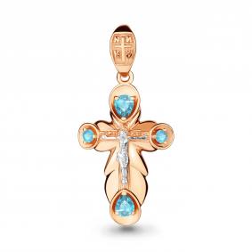 Подвеска из золочёного серебра AQUAMARINE А2224905-пк с топазом А2224905-пк фото