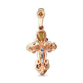 Подвеска из золочёного серебра AQUAMARINE А2225306-пк с цитрином А2225306-пк фото