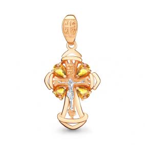 Подвеска из золочёного серебра AQUAMARINE А2225506-пк с цитрином А2225506-пк фото
