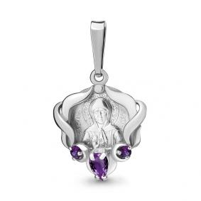 Серебряная подвеска-иконка Святая блаженная Матрона AQUAMARINE с аметистом А2226404 А2226404 фото