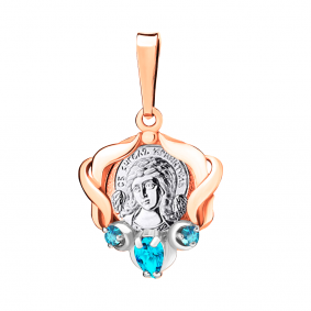 Подвеска-иконка из золоченого серебра Святой Ангел Божий AQUAMARINE с топазом А2226805-пк А2226805-пк фото