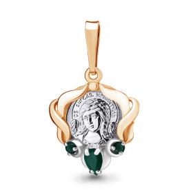 Подвеска-иконка из золочёного серебра Святой Ангел Божий AQUAMARINE с агатом А2226809-пк А2226809-пк фото