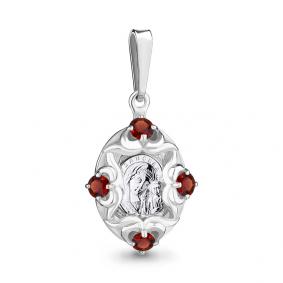 Серебряная подвеска-иконка Божией Матери Казанская AQUAMARINE с гранатом А2226903 А2226903 фото