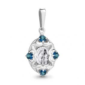 Подвеска-иконка Божией Матери Казанская из золоченого серебра AQUAMARINE с Лондон топазом А2226908 А2226908 фото