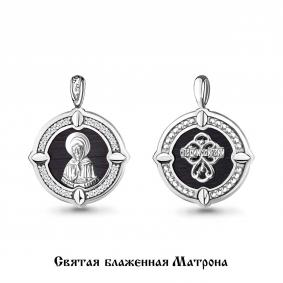 Серебряная подвеска Иконка Святая блаженная Матрона AQUAMARINE с керамикой и фианитом А22280А А22280А фото