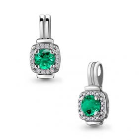 Серебряная подвеска AQUAMARINE А23631Г с фианитом и гидротермальным изумрудом А23631Г фото