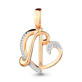 Серебряная подвеска-буква Л AQUAMARINE с фианитом А24003А-п А24003А-п фото