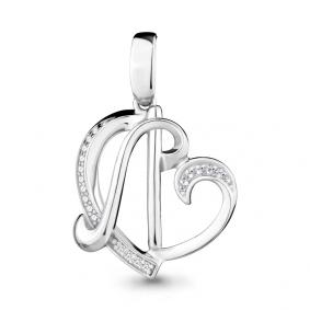 Серебряная подвеска-буква Л AQUAMARINE с фианитом А24003А А24003А фото