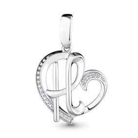 Серебряная подвеска-буква Н AQUAMARINE с фианитом А24005А А24005А фото