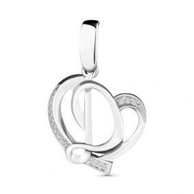 Серебряная подвеска-буква Д AQUAMARINE с фианитом А24012А А24012А фото