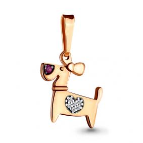 Подвеска из золочёного серебра AQUAMARINE А24096Р-п с фианитом и рубиновым корундом А24096Р-п фото