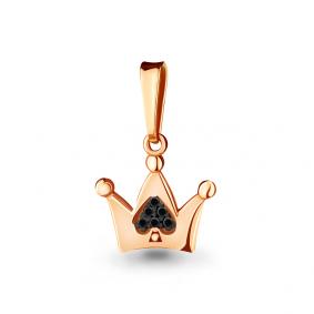 Подвеска из золочёного серебра Корона AQUAMARINE с фианитом А24170Ч-п А24170Ч-п фото