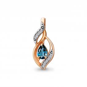 Подвеска из золочёного серебра AQUAMARINE А2426108А-пк с фианитом и Лондон топазом А2426108А-пк фото