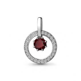 Серебряная подвеска AQUAMARINE А2429003А с фианитом и гранатом А2429003А фото