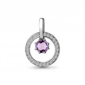 Серебряная подвеска AQUAMARINE А2429004А с фианитом и аметистом А2429004А фото