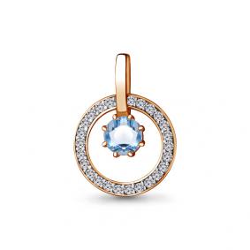 Подвеска из золочёного серебра AQUAMARINE А2429005А-пк с топазом и фианитом А2429005А-пк фото