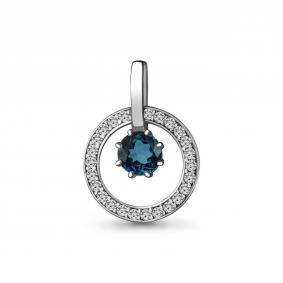 Серебряная подвеска AQUAMARINE А2429008А с фианитом и Лондон топазом А2429008А фото
