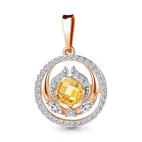 Подвеска из золочёного серебра AQUAMARINE А24359АЕ-п с фианитом А24359АЕ-п фото
