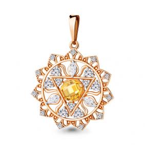 Подвеска из золочёного серебра AQUAMARINE А24363АЕ-п с фианитом А24363АЕ-п фото