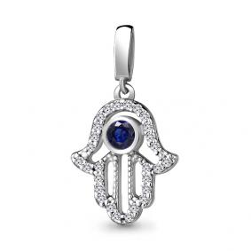 Серебряная подвеска AQUAMARINE А24367АБ с фианитом и гидротермальным сапфиром А24367АБ фото