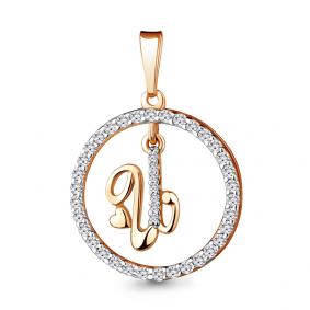 Серебряная подвеска-буква И AQUAMARINE с фианитом А24421А-п А24421А-п фото