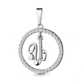 Серебряная подвеска-буква И AQUAMARINE с фианитом А24421А А24421А фото