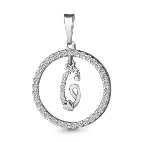 Серебряная подвеска-буква С AQUAMARINE с фианитом А24429А А24429А фото