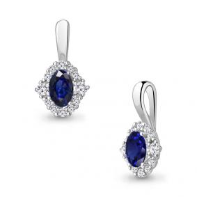 Серебряная подвеска AQUAMARINE А24497АБ с фианитом и гидротермальным сапфиром А24497АБ фото