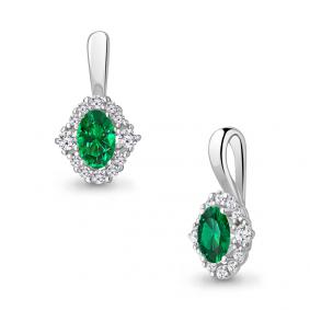 Серебряная подвеска AQUAMARINE А24497АГ с фианитом и гидротермальным изумрудом А24497АГ фото