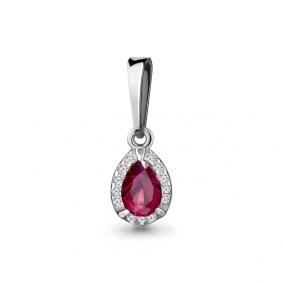 Серебряная подвеска AQUAMARINE А24538АВ с фианитом и рубиновым корундом А24538АВ фото
