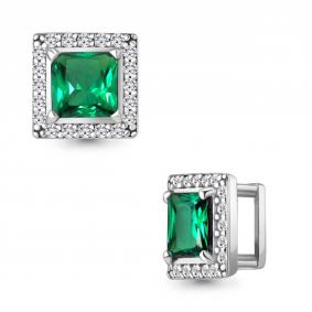 Серебряная подвеска AQUAMARINE А24585АГ с фианитом и гидротермальным изумрудом А24585АГ фото