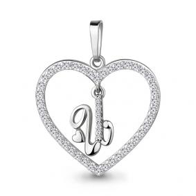 Серебряная подвеска-буква И AQUAMARINE с фианитом А24690А А24690А фото