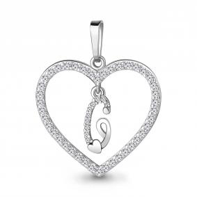 Серебряная подвеска-буква С AQUAMARINE с фианитом А24698А А24698А фото