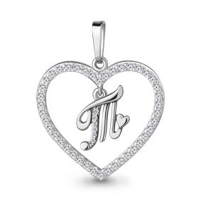 Серебряная подвеска-буква Т AQUAMARINE с фианитом А24699А А24699А фото