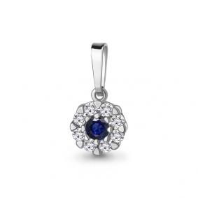 Серебряная подвеска AQUAMARINE А24708АБ с фианитом и гидротермальным сапфиром А24708АБ фото