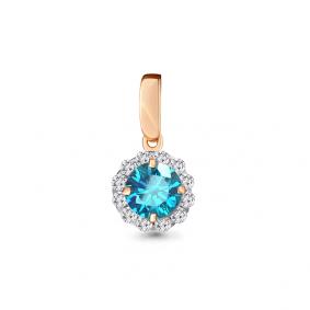 Подвеска из золочёного серебра AQUAMARINE А2503205А-п с топазом и фианитом А2503205А-п фото