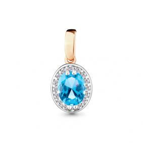 Подвеска из золочёного серебра AQUAMARINE А2504305А-п с топазом и фианитом А2504305А-п фото