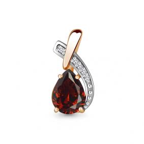 Подвеска из золочёного серебра AQUAMARINE А2512603-пк с фианитом и гранатом А2512603-пк фото