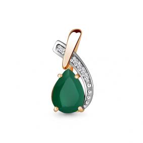 Подвеска из золочёного серебра AQUAMARINE А2512609А-п с фианитом и агатом А2512609А-п фото