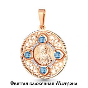 Подвеска из золочёного серебра AQUAMARINE А2525305А-п с топазом и фианитом А2525305А-п фото