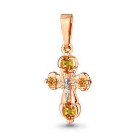 Подвеска из золочёного серебра AQUAMARINE А2525506-пк с цитрином А2525506-пк фото