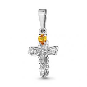 Серебряная подвеска AQUAMARINE А2525606 с цитрином А2525606 фото