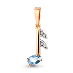 Подвеска из золочёного серебра AQUAMARINE А2526805А-п с топазом и фианитом А2526805А-п фото