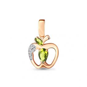 Подвеска из золочёного серебра AQUAMARINE А2526907А-п с фианитом и хризолитом А2526907А-п фото