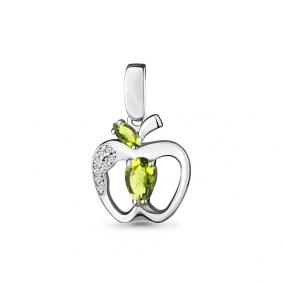 Серебряная подвеска AQUAMARINE А2526907А с фианитом и хризолитом А2526907А фото