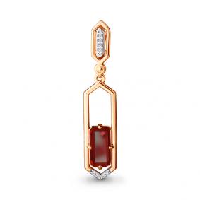 Подвеска из золочёного серебра AQUAMARINE А2527085А-п с фианитом и гранатом А2527085А-п фото