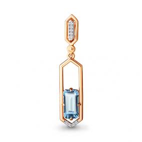 Подвеска из золочёного серебра AQUAMARINE А2527088А-п с фианитом и турмалином А2527088А-п фото