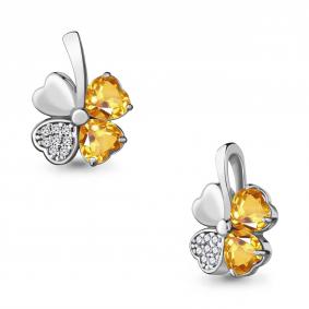 Серебряная подвеска AQUAMARINE А2527906А с фианитом и цитрином А2527906А фото