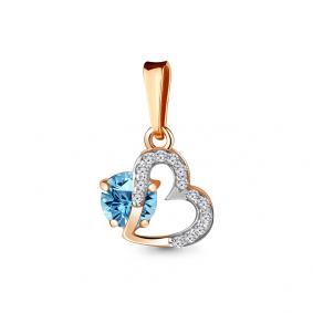 Подвеска из золочёного серебра AQUAMARINE А2528805А-п с топазом и фианитом А2528805А-п фото