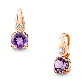 Подвеска из золочёного серебра AQUAMARINE А2528904А-п с фианитом и аметистом А2528904А-п фото